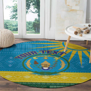 Personalized Rwanda Round Carpet Coat of Arms With African Pattern