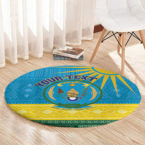 Personalized Rwanda Round Carpet Coat of Arms With African Pattern