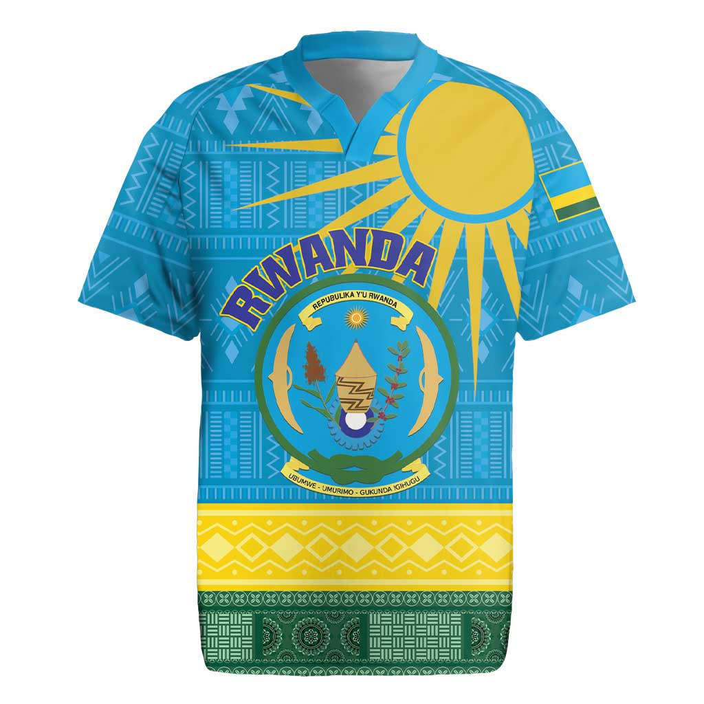 Personalized Rwanda Rugby Jersey Coat of Arms With African Pattern