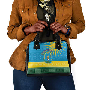 Personalized Rwanda Shoulder Handbag Coat of Arms With African Pattern