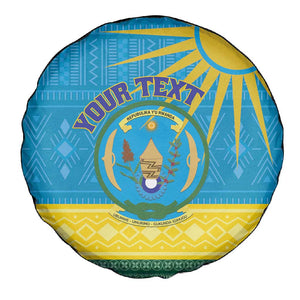 Personalized Rwanda Spare Tire Cover Coat of Arms With African Pattern