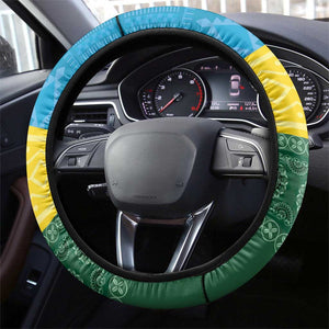 Rwanda Steering Wheel Cover Coat of Arms With African Pattern