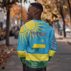 Personalized Rwanda Sweatshirt Coat of Arms With African Pattern