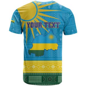 Personalized Rwanda T shirt Coat of Arms With African Pattern