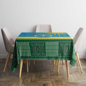 Personalized Rwanda Tablecloth Coat of Arms With African Pattern