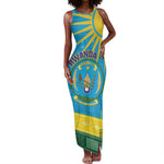 Personalized Rwanda Tank Maxi Dress Coat of Arms With African Pattern