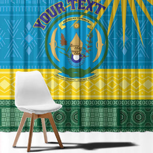 Personalized Rwanda Window Curtain Coat of Arms With African Pattern