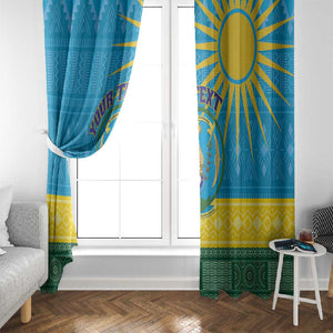 Personalized Rwanda Window Curtain Coat of Arms With African Pattern