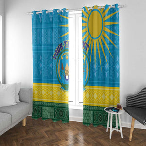 Personalized Rwanda Window Curtain Coat of Arms With African Pattern