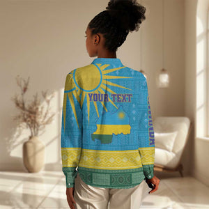 Personalized Rwanda Women Casual Shirt Coat of Arms With African Pattern