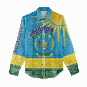 Personalized Rwanda Women Casual Shirt Coat of Arms With African Pattern