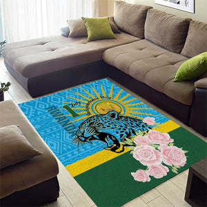 Rwanda Independence Day Area Rug Leopard With Roses