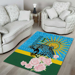 Rwanda Independence Day Area Rug Leopard With Roses