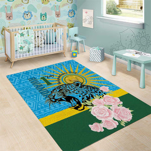 Rwanda Independence Day Area Rug Leopard With Roses