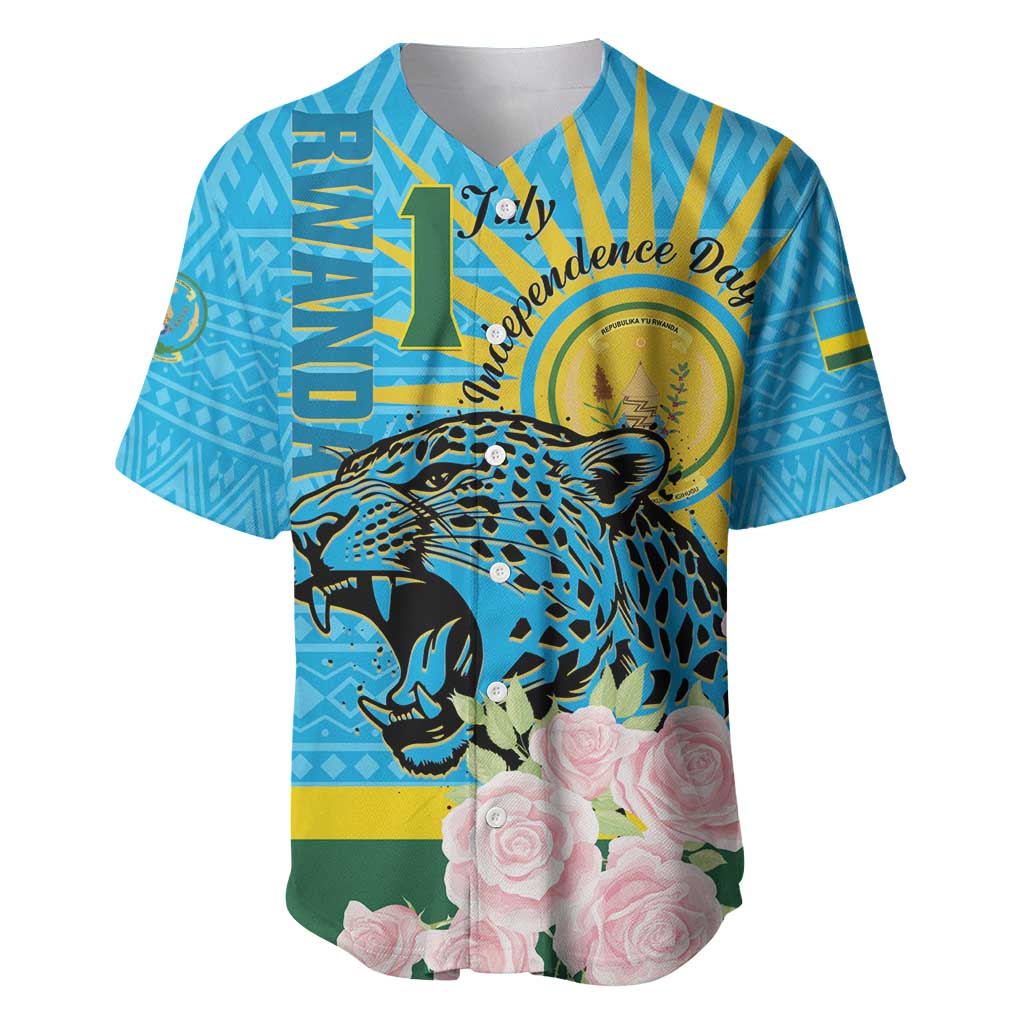 Rwanda Independence Day Baseball Jersey Leopard With Roses