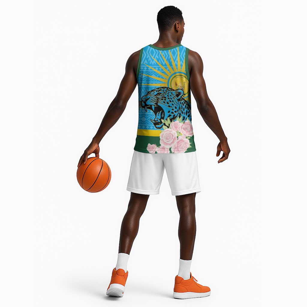 Rwanda Independence Day Basketball Jersey Leopard With Roses LT01