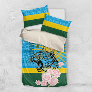 Rwanda Independence Day Bedding Set Leopard With Roses