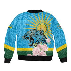 Rwanda Independence Day Bomber Jacket Leopard With Roses