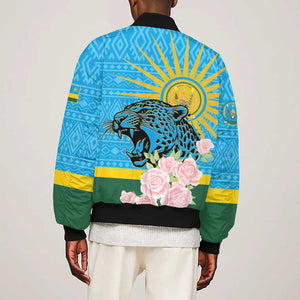 Rwanda Independence Day Bomber Jacket Leopard With Roses