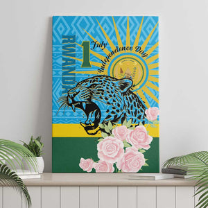 Rwanda Independence Day Canvas Wall Art Leopard With Roses