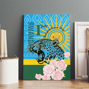 Rwanda Independence Day Canvas Wall Art Leopard With Roses