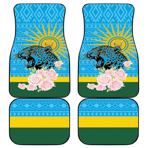 Rwanda Independence Day Car Mats Leopard With Roses