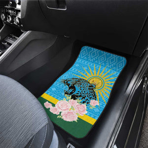 Rwanda Independence Day Car Mats Leopard With Roses