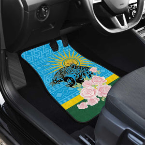 Rwanda Independence Day Car Mats Leopard With Roses