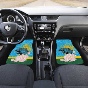 Rwanda Independence Day Car Mats Leopard With Roses