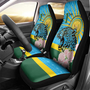 Rwanda Independence Day Car Seat Cover Leopard With Roses