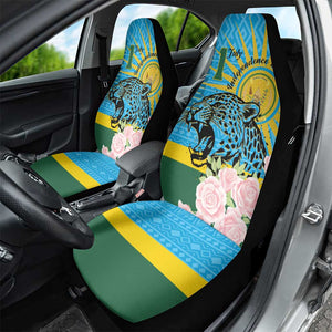 Rwanda Independence Day Car Seat Cover Leopard With Roses