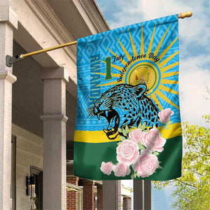 Rwanda Independence Day Garden Flag Leopard With Roses