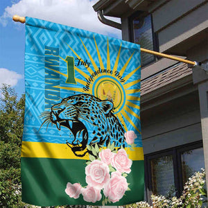 Rwanda Independence Day Garden Flag Leopard With Roses