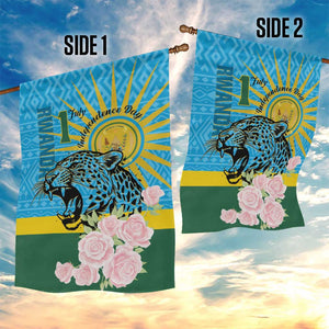 Rwanda Independence Day Garden Flag Leopard With Roses