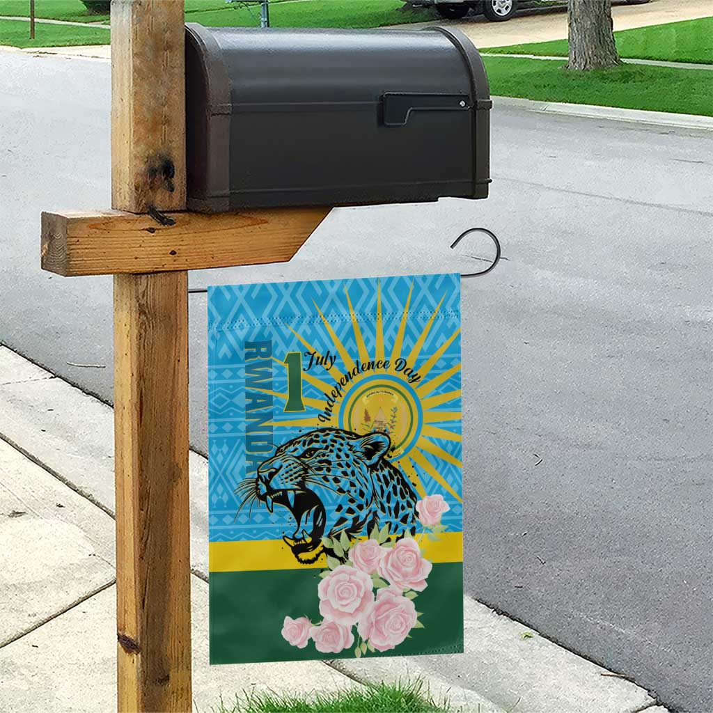 Rwanda Independence Day Garden Flag Leopard With Roses