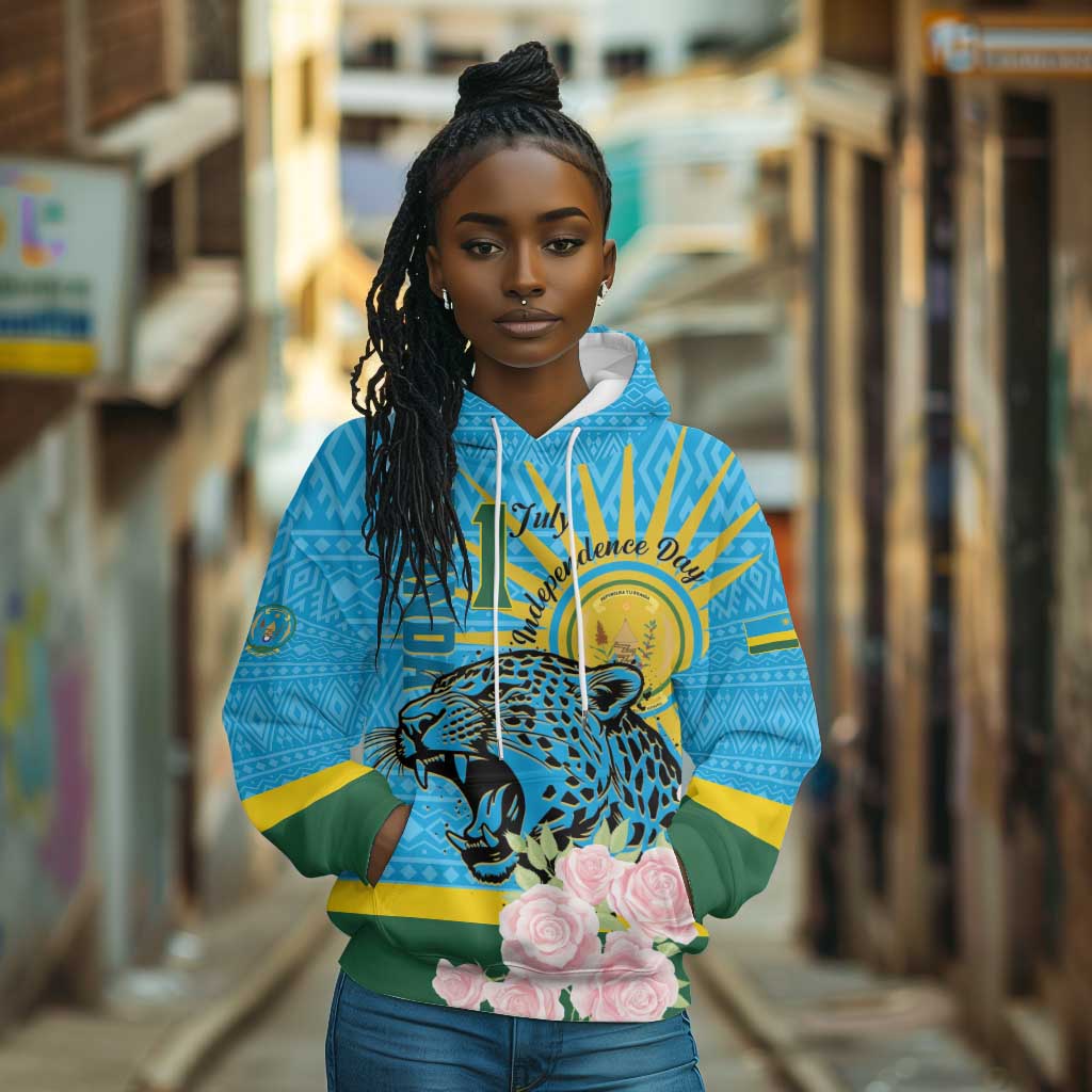 Rwanda Independence Day Hoodie Leopard With Roses