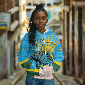 Rwanda Independence Day Hoodie Leopard With Roses