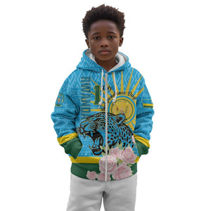 Rwanda Independence Day Kid Hoodie Leopard With Roses