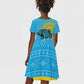 Rwanda Independence Day Kid Short Sleeve Dress Leopard With Roses
