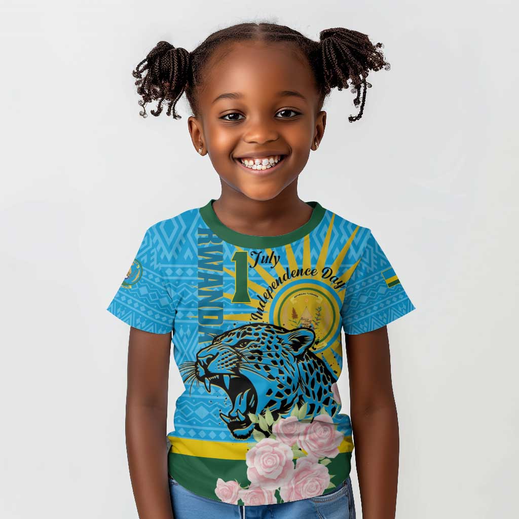 Rwanda Independence Day Kid T shirt Leopard With Roses