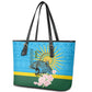 Rwanda Independence Day Leather Tote Bag Leopard With Roses