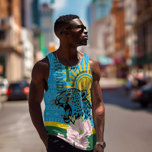 Rwanda Independence Day Men Tank Top Leopard With Roses