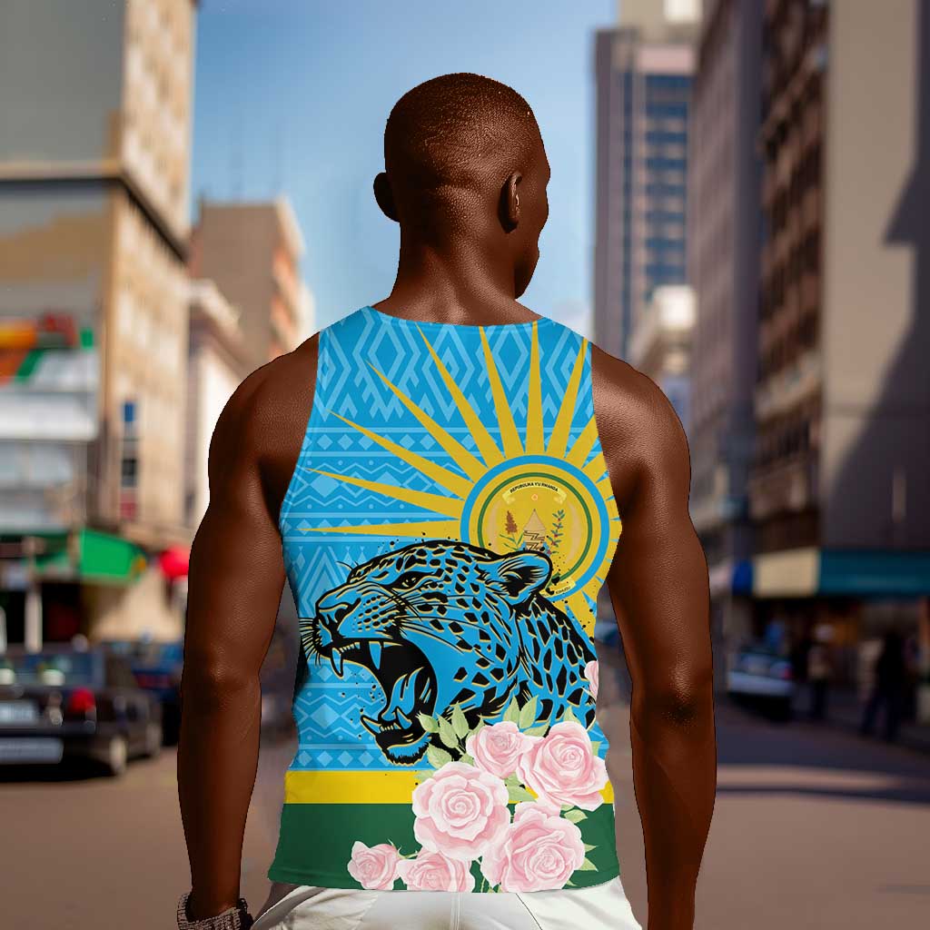 Rwanda Independence Day Men Tank Top Leopard With Roses