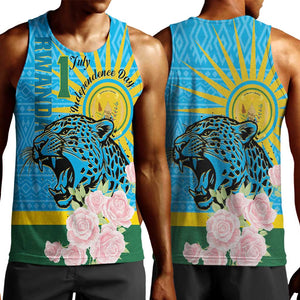 Rwanda Independence Day Men Tank Top Leopard With Roses