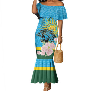 Rwanda Independence Day Mermaid Dress Leopard With Roses