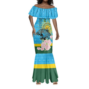 Rwanda Independence Day Mermaid Dress Leopard With Roses