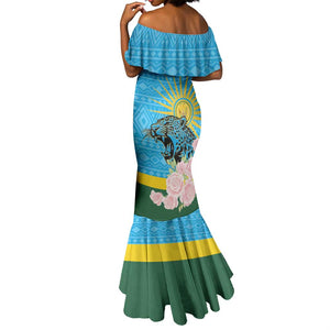 Rwanda Independence Day Mermaid Dress Leopard With Roses