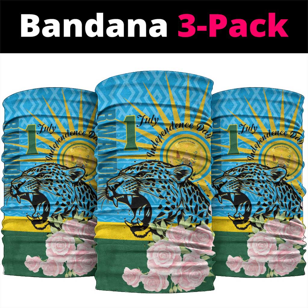 Rwanda Independence Day Neck Gaiter Leopard Roses LT01