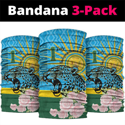 Rwanda Independence Day Neck Gaiter Leopard Roses LT01