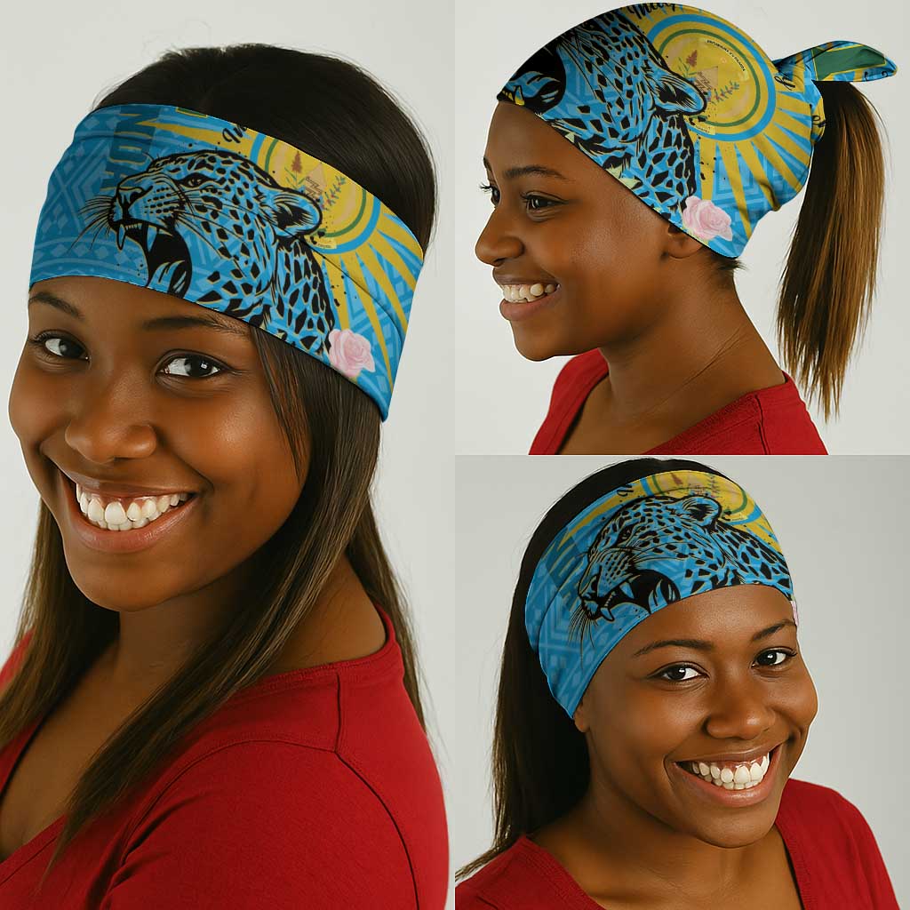 Rwanda Independence Day Neck Gaiter Leopard Roses LT01